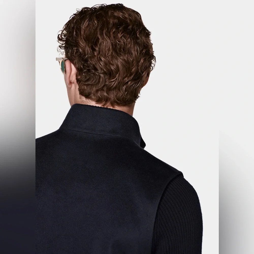 SUIT SUPPLY NAVY REVERSIBLE ZIP VEST